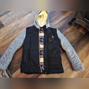 Unisex Black and Gray Hooded Jacket